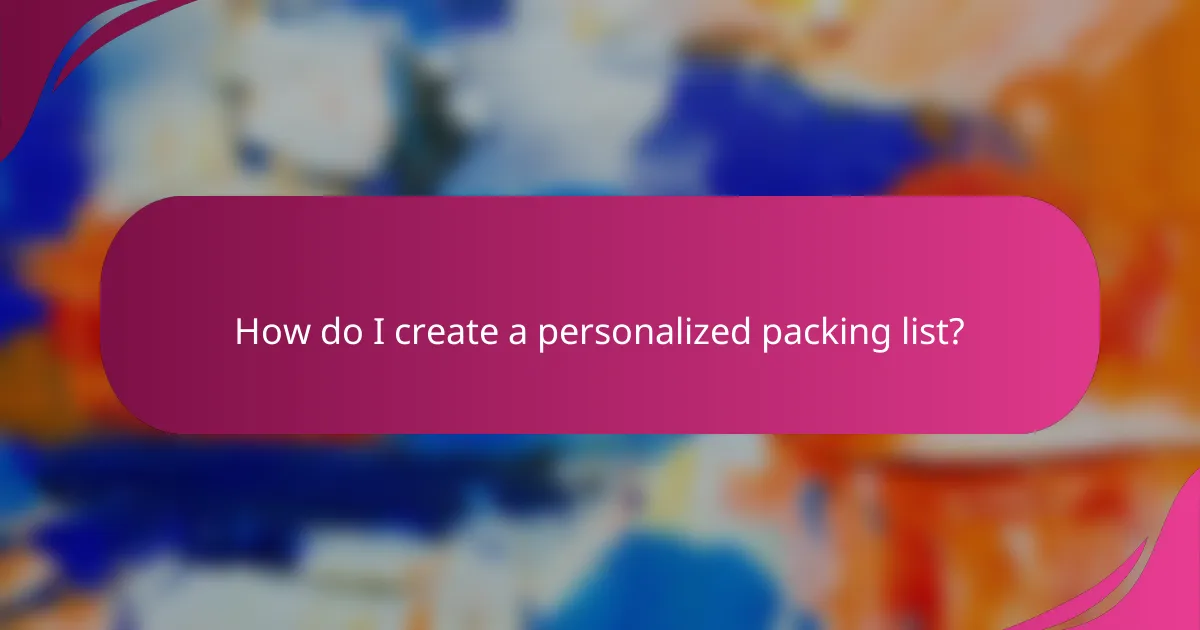 How do I create a personalized packing list?