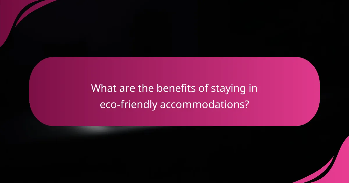 What are the benefits of staying in eco-friendly accommodations?