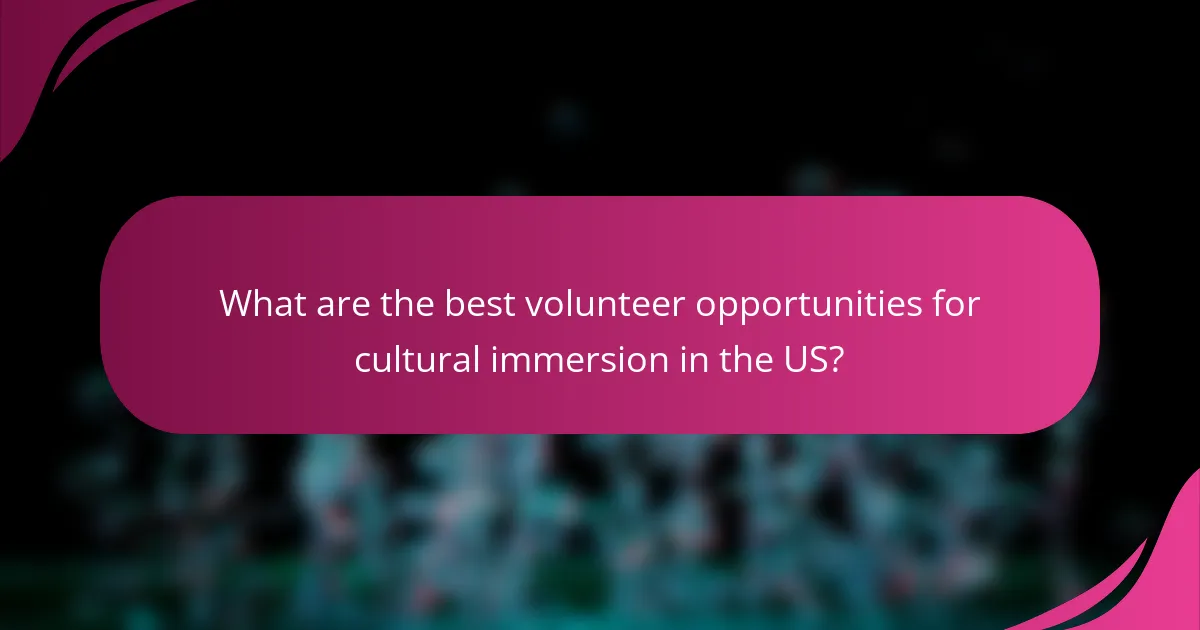 What are the best volunteer opportunities for cultural immersion in the US?
