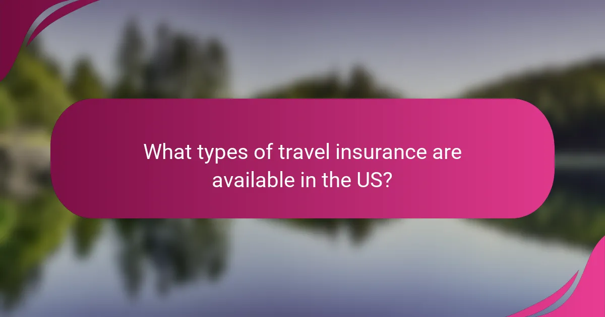 What types of travel insurance are available in the US?
